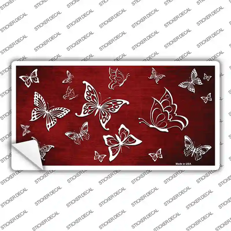 Red White Butterfly Oil Rubbed Novelty Sticker Decal