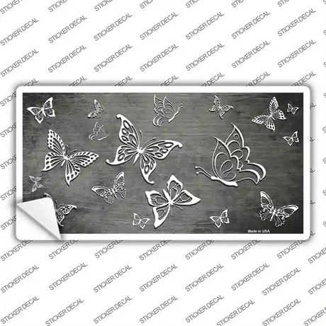 Gray White Butterfly Oil Rubbed Novelty Sticker Decal