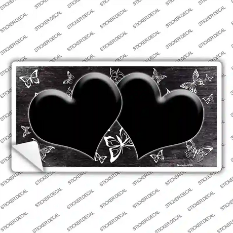 Black White Hearts Butterfly Oil Rubbed Novelty Sticker Decal