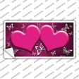 Pink White Hearts Butterfly Oil Rubbed Novelty Sticker Decal