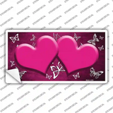 Pink White Hearts Butterfly Oil Rubbed Novelty Sticker Decal