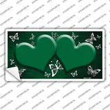 Green White Hearts Butterfly Oil Rubbed Novelty Sticker Decal
