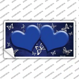 Blue White Hearts Butterfly Oil Rubbed Novelty Sticker Decal