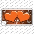 Orange White Hearts Butterfly Oil Rubbed Novelty Sticker Decal