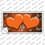 Orange White Hearts Butterfly Oil Rubbed Novelty Sticker Decal