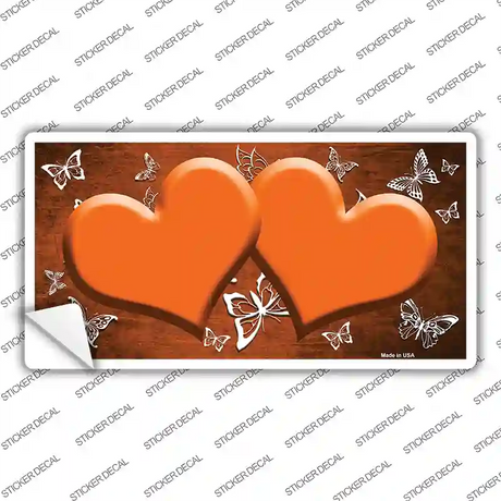 Orange White Hearts Butterfly Oil Rubbed Novelty Sticker Decal