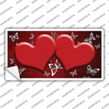 Red White Hearts Butterfly Oil Rubbed Novelty Sticker Decal