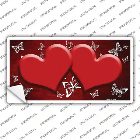 Red White Hearts Butterfly Oil Rubbed Novelty Sticker Decal
