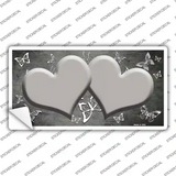 Gray White Hearts Butterfly Oil Rubbed Novelty Sticker Decal