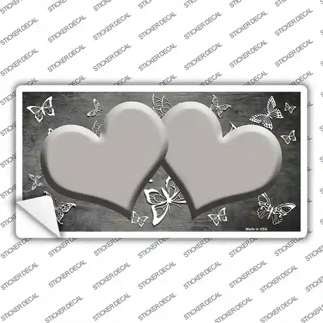 Gray White Hearts Butterfly Oil Rubbed Novelty Sticker Decal
