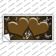 Brown White Hearts Butterfly Oil Rubbed Novelty Sticker Decal