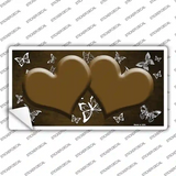 Brown White Hearts Butterfly Oil Rubbed Novelty Sticker Decal