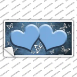 Light Blue White Hearts Butterfly Oil Rubbed Novelty Sticker Decal
