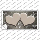 Tan White Hearts Butterfly Oil Rubbed Novelty Sticker Decal
