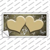 Gold White Hearts Butterfly Oil Rubbed Novelty Sticker Decal
