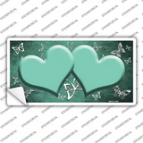 Mint White Hearts Butterfly Oil Rubbed Novelty Sticker Decal