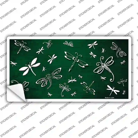 Green White Dragonfly Oil Rubbed Novelty Sticker Decal