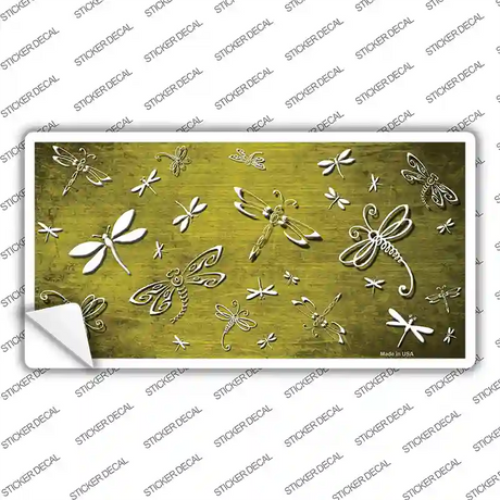 Yellow White Dragonfly Oil Rubbed Novelty Sticker Decal