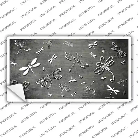 Gray White Dragonfly Oil Rubbed Novelty Sticker Decal