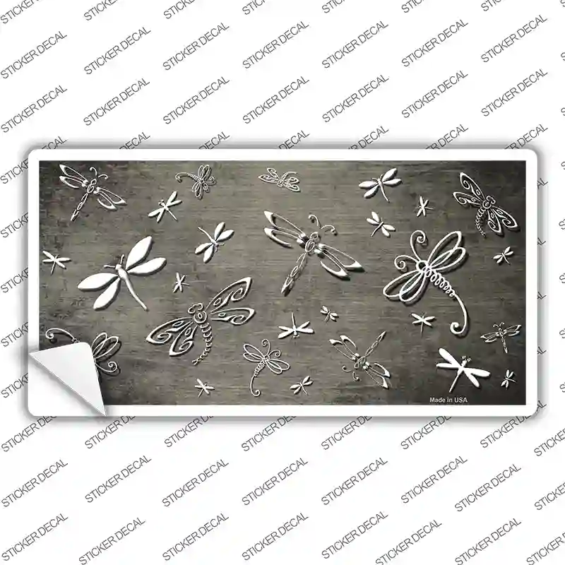 Tan White Dragonfly Oil Rubbed Novelty Sticker Decal