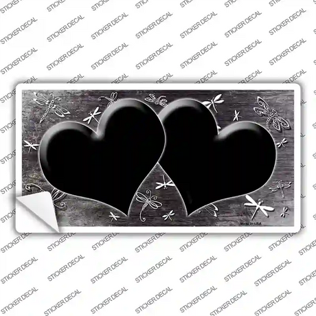Black White Dragonfly Hearts Oil Rubbed Novelty Sticker Decal