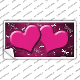 Pink White Dragonfly Hearts Oil Rubbed Novelty Sticker Decal