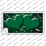 Green White Dragonfly Hearts Oil Rubbed Novelty Sticker Decal