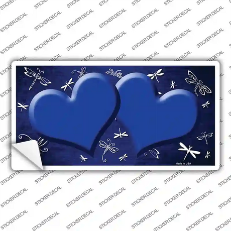 Blue White Dragonfly Hearts Oil Rubbed Novelty Sticker Decal