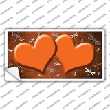 Orange White Dragonfly Hearts Oil Rubbed Novelty Sticker Decal