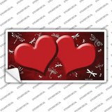 Red White Dragonfly Hearts Oil Rubbed Novelty Sticker Decal