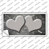Gray White Dragonfly Hearts Oil Rubbed Novelty Sticker Decal