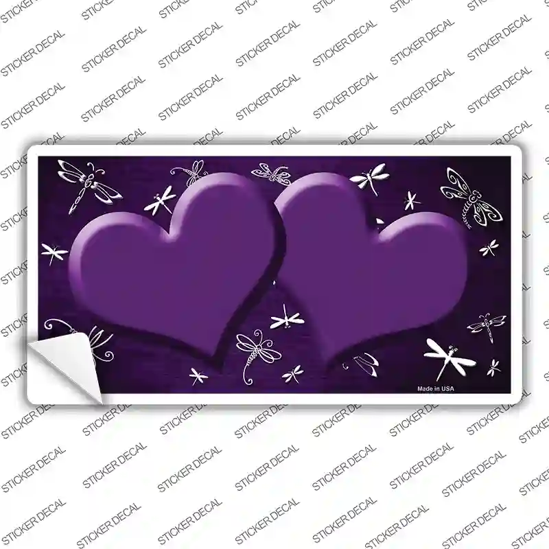 Purple White Dragonfly Hearts Oil Rubbed Novelty Sticker Decal