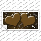 Brown White Dragonfly Hearts Oil Rubbed Novelty Sticker Decal