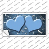 Light Blue White Dragonfly Hearts Oil Rubbed Novelty Sticker Decal