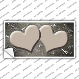 Tan White Dragonfly Hearts Oil Rubbed Novelty Sticker Decal