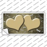Gold White Dragonfly Hearts Oil Rubbed Novelty Sticker Decal