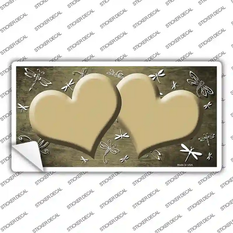 Gold White Dragonfly Hearts Oil Rubbed Novelty Sticker Decal
