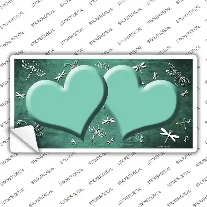 Mint White Dragonfly Hearts Oil Rubbed Novelty Sticker Decal