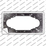 Black White Dragonfly Scallop Oil Rubbed Novelty Sticker Decal