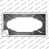 Gray White Dragonfly Scallop Oil Rubbed Novelty Sticker Decal