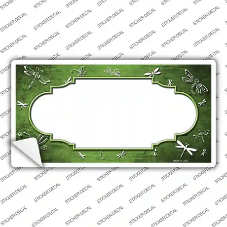 Lime Green White Dragonfly Scallop Oil Rubbed Novelty Sticker Decal