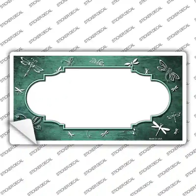 Mint White Dragonfly Scallop Oil Rubbed Novelty Sticker Decal