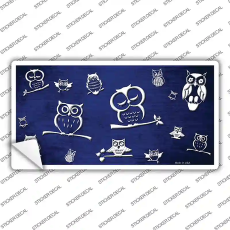 Blue White Owl Oil Rubbed Novelty Sticker Decal