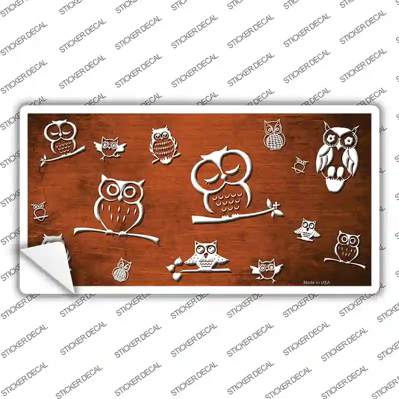 Orange White Owl Oil Rubbed Novelty Sticker Decal