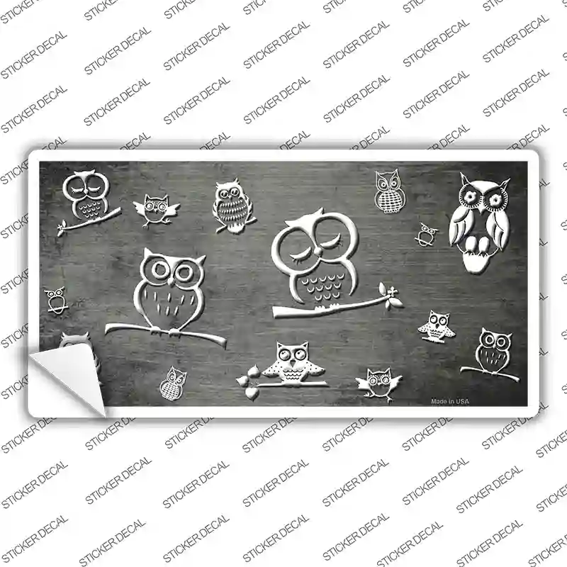 Gray White Owl Oil Rubbed Novelty Sticker Decal