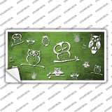 Lime Green White Owl Oil Rubbed Novelty Sticker Decal