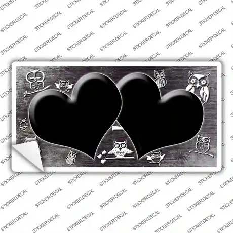 Black White Owl Hearts Oil Rubbed Novelty Sticker Decal