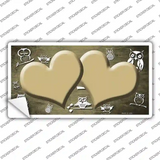 Gold White Owl Hearts Oil Rubbed Novelty Sticker Decal