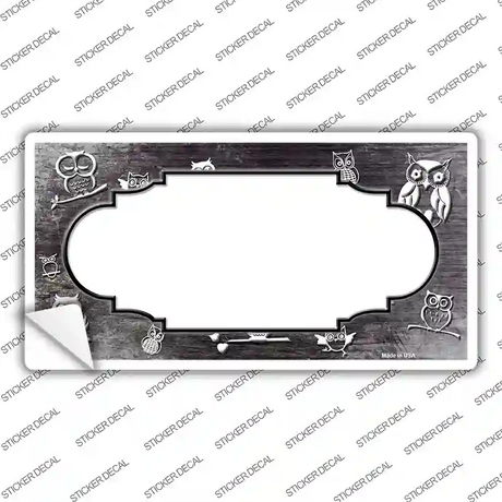 Black White Owl Scallop Oil Rubbed Novelty Sticker Decal