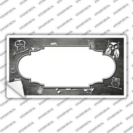 Gray White Owl Scallop Oil Rubbed Novelty Sticker Decal